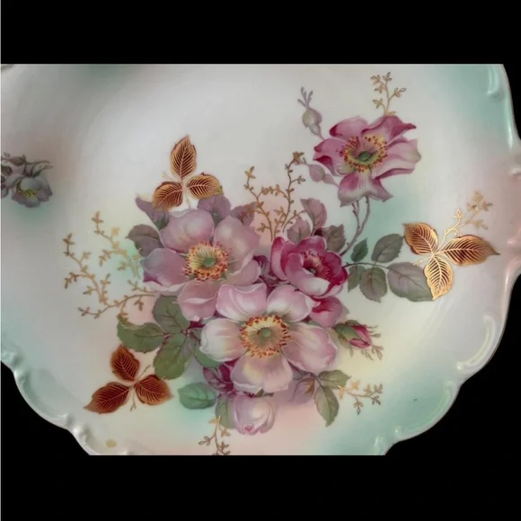 1940'S SCHUMANN - BAVARIAARZBERG DESERT ROSE 12 CHOP PLATE GERMANY